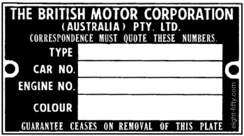 BMC Identification Plate
