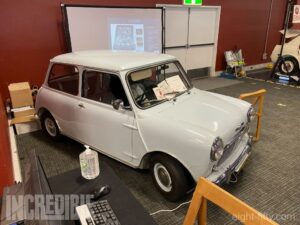 Tony Cripps' Morris 850 formed part of the display promoting his books.