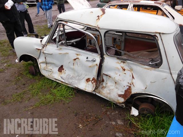 Damage from a significant side-impact collision wrote off the Mini Minor when in PMG service.