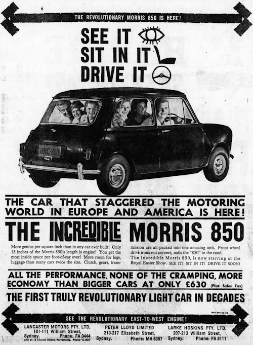 An advertisement printed in The Sydney Morning Herald on Friday 24 March 1961.